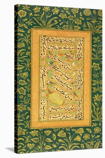 Calligraphy by Mir Ali of Herat, with a Mughal Border, from the Minto Album-null-Stretched Canvas