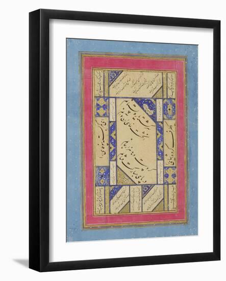 Calligraphy on the Reverse of an Illustration of Solomon and the Queen of Sheba, C.1760-Mir Kalan Khan-Framed Giclee Print