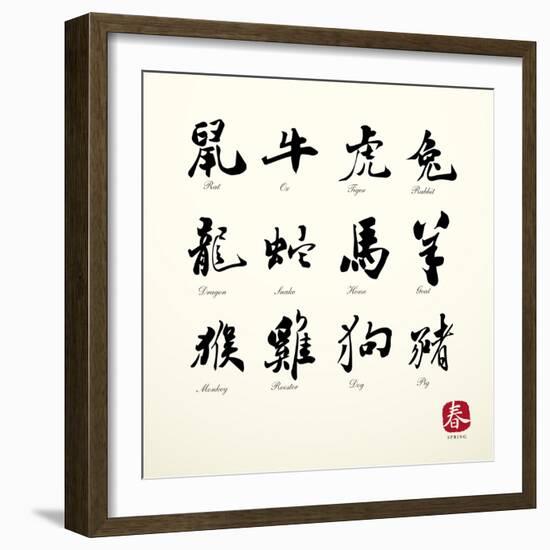 Calligraphy Zodiac Symbols-kchungtw-Framed Premium Giclee Print