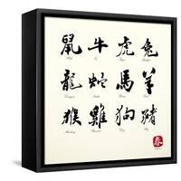 Calligraphy Zodiac Symbols-kchungtw-Framed Stretched Canvas