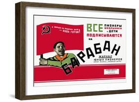 Calling All Schoolchildren Pioneers, Soviet Boy Scouts-null-Framed Art Print