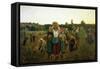 Calling in the Gleaners, 1859-Jules Breton-Framed Stretched Canvas