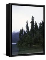 Calm Lake with Trees, Chile-Michael Brown-Framed Stretched Canvas