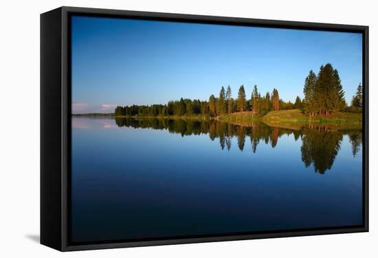 Calm Pond with Pine Trees on the Coast-Dudarev Mikhail-Framed Stretched Canvas