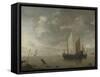 Calm Sea (A Dead Calm)-Hendrick Jacobsz Dubbels-Framed Stretched Canvas