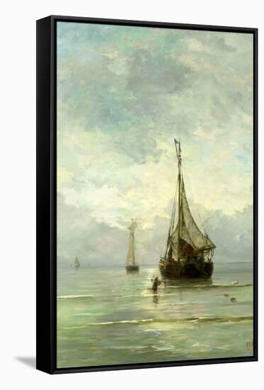 Calm sea. Dating: 1860 - 1900. Measurements: h 123.4 cm × w 97.5 cm × t 3.2 cm; d 8 cm.-Hendrik Willem Mesdag-Framed Stretched Canvas