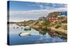 Calm Waters Reflect the Brightly Colored Houses in Sisimiut, Greenland, Polar Regions-Michael Nolan-Stretched Canvas