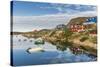 Calm Waters Reflect the Brightly Colored Houses in Sisimiut, Greenland, Polar Regions-Michael Nolan-Stretched Canvas