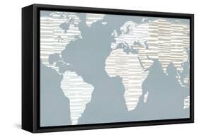 Calm World Map Crop-Moira Hershey-Framed Stretched Canvas