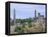 Calton Hill Monuments, Edinburgh, Lothian, Scotland, United Kingdom-Guy Thouvenin-Framed Stretched Canvas