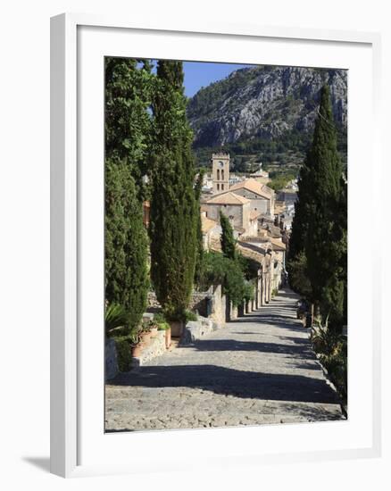 Calvary Steps with View over Old Town, Pollenca (Pollensa), Mallorca (Majorca), Balearic Islands, S-Stuart Black-Framed Photographic Print