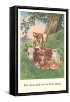 Calves and Cows Lie in Shade-null-Framed Stretched Canvas