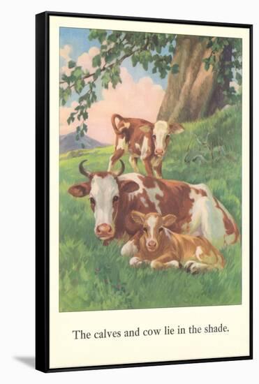 Calves and Cows Lie in Shade-null-Framed Stretched Canvas