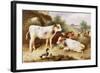 Calves and Poultry by a Byre, 1922-Walter Hunt-Framed Giclee Print