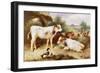 Calves and Poultry by a Byre, 1922-Walter Hunt-Framed Giclee Print