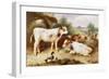 Calves and Poultry by a Byre, 1922-Walter Hunt-Framed Giclee Print