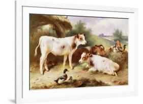 Calves and Poultry by a Byre-Walter Hunt-Framed Giclee Print