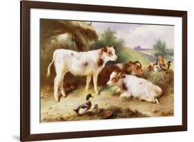 Calves and Poultry by a Byre-Walter Hunt-Framed Giclee Print