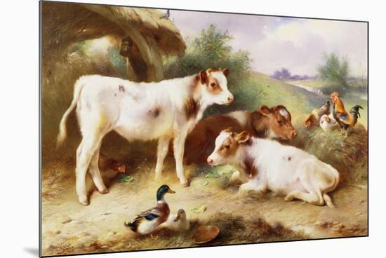 Calves and Poultry by a Byre-Walter Hunt-Mounted Giclee Print