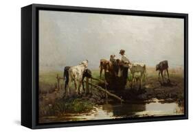 Calves at a Trough-Willem Maris-Framed Stretched Canvas