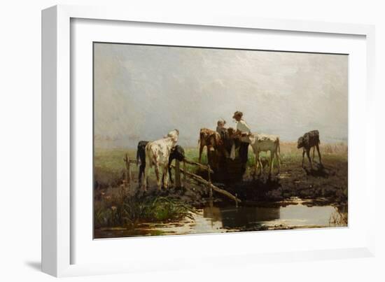 Calves at a Trough-Willem Maris-Framed Giclee Print