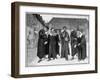 Calvin and the Four Syndics in the Courtyard of the College of Geneva-null-Framed Giclee Print