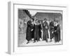 Calvin and the Four Syndics in the Courtyard of the College of Geneva-null-Framed Giclee Print