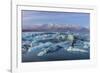 Calving icebergs in Jokulsarlon Glacier Lagoon in south Iceland-Chuck Haney-Framed Photographic Print