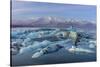 Calving icebergs in Jokulsarlon Glacier Lagoon in south Iceland-Chuck Haney-Stretched Canvas