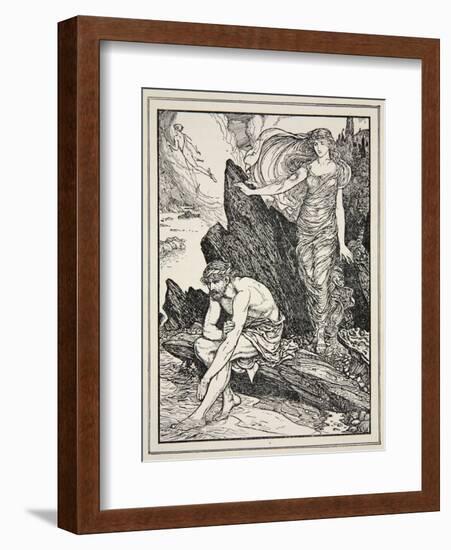 Calypso Takes Pity on Ulysses, from 'Tales of the Greek Seas' by Andrew Lang, 1926-Henry Justice Ford-Framed Giclee Print