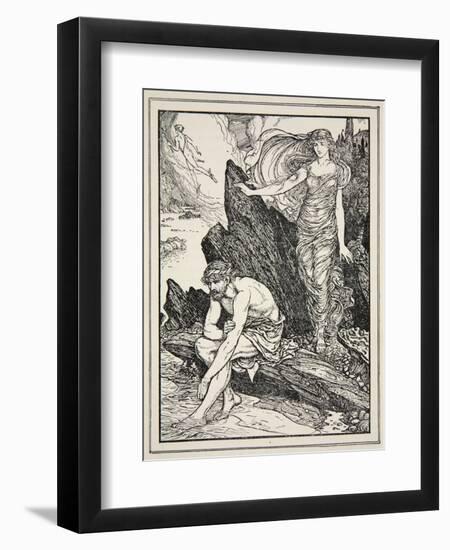 Calypso Takes Pity on Ulysses, from 'Tales of the Greek Seas' by Andrew Lang, 1926-Henry Justice Ford-Framed Giclee Print