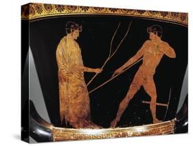 Calyx-Krater Attributed to Painter of Kleophrades, Detail of Athlete with Trainer-null-Stretched Canvas