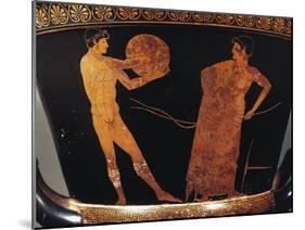 Calyx-Krater Attributed to Painter of Kleophrades, Detail of Discobolus with Trainer-null-Mounted Giclee Print