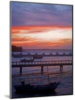 Camamu Bay, Island of Tinhare, Sunset over Jetty and Boats, Village of Morro De Sao Paulo, Brazil-Mark Hannaford-Mounted Photographic Print