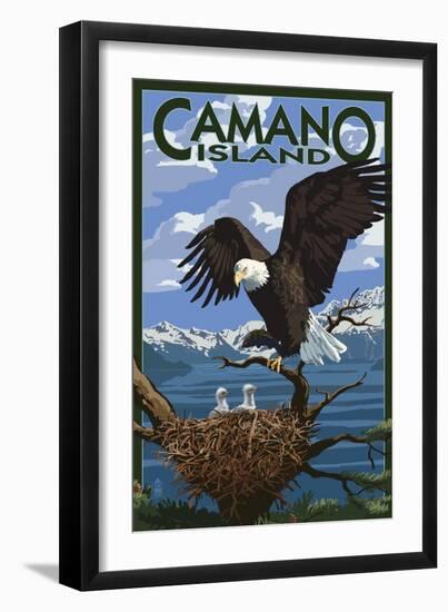 Camano Island, Washington - Bald Eagle and Chicks-Lantern Press-Framed Art Print