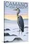 Camano Island, Washington - Blue Heron and Fog-Lantern Press-Stretched Canvas