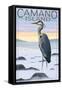 Camano Island, Washington - Blue Heron and Fog-Lantern Press-Framed Stretched Canvas