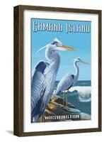 Camano Island, Washington - Blue Heron-Lantern Press-Framed Art Print