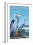 Camano Island, Washington - Blue Heron-Lantern Press-Framed Art Print