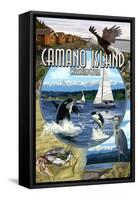 Camano Island, Washington - Montage-Lantern Press-Framed Stretched Canvas