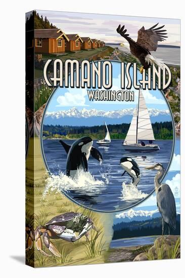 Camano Island, Washington - Montage-Lantern Press-Stretched Canvas