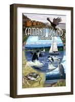 Camano Island, Washington - Montage-Lantern Press-Framed Art Print