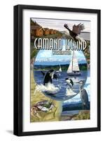 Camano Island, Washington - Montage-Lantern Press-Framed Art Print