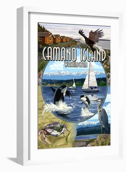 Camano Island, Washington - Montage-Lantern Press-Framed Art Print