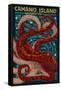 Camano Island, Washington - Mosaic Octopus-Lantern Press-Framed Stretched Canvas