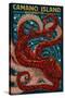 Camano Island, Washington - Mosaic Octopus-Lantern Press-Stretched Canvas