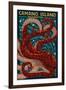 Camano Island, Washington - Mosaic Octopus-Lantern Press-Framed Art Print