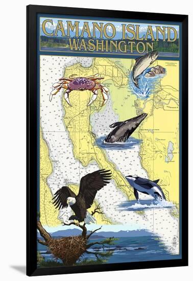 Camano Island, Washington - Nautical Chart-Lantern Press-Framed Art Print