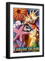 Camano Island, Washington - Shells Montage-Lantern Press-Framed Art Print