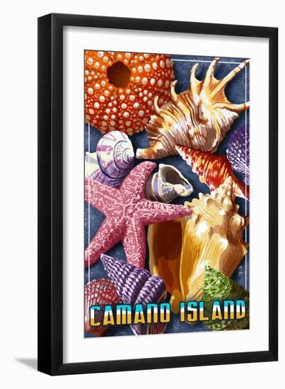 Camano Island, Washington - Shells Montage-Lantern Press-Framed Art Print